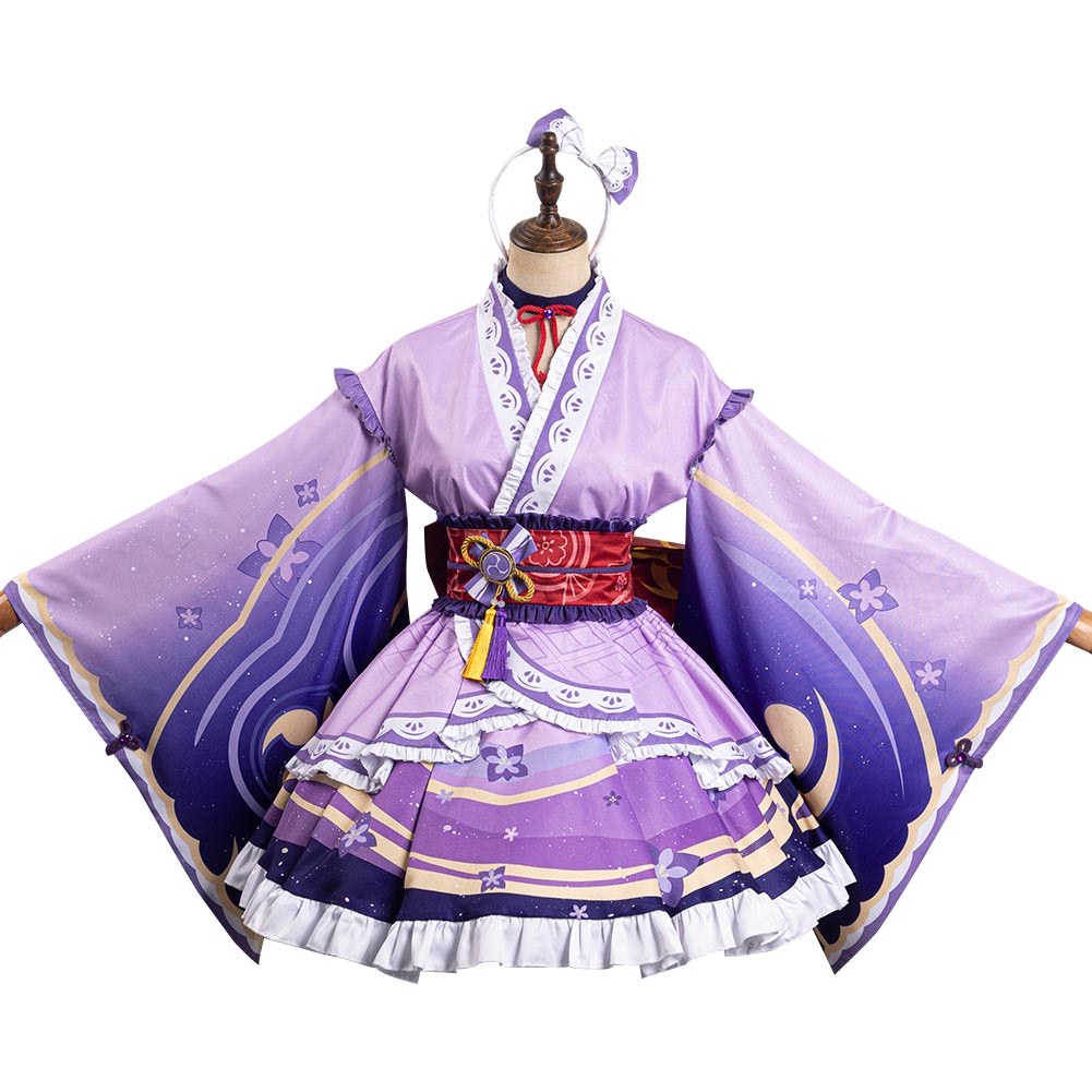 Genshin Impact Raiden Shogun Lolita Cosplay Costume Outfits Halloween Carnival Party Suit - Coshduk 