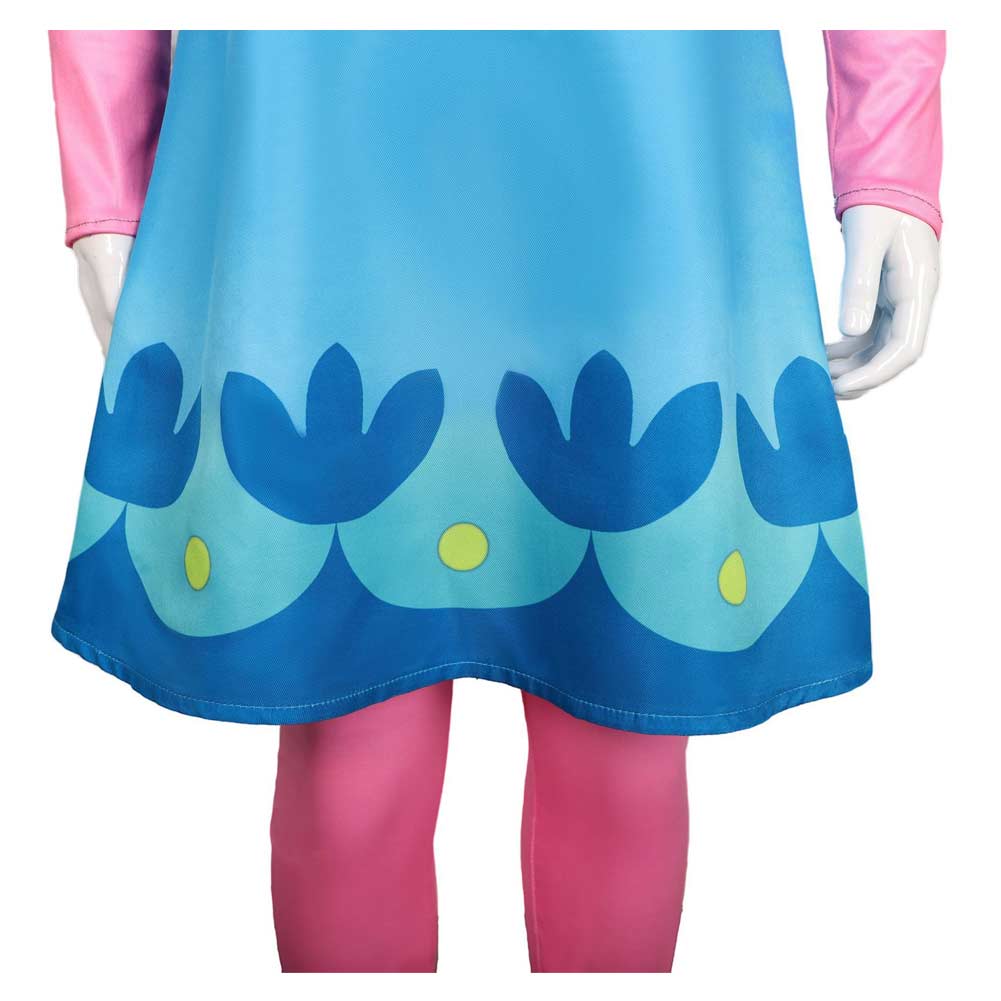 Kids Girls Trolls Princess Poppy Blue Dress Outfits Cosplay Costume Ha –  Coshduk