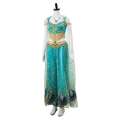 Aladdin The Movie Princess Jasmine Costume Naomi Scott Gown Blue Dress Cosplay Costume