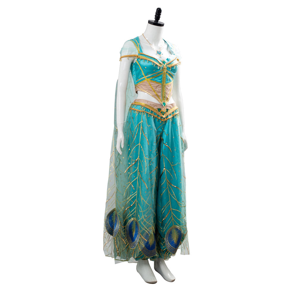 Aladdin The Princess Jasmine Costume Naomi Scott Gown Blue Dress Cospl –  Coshduk
