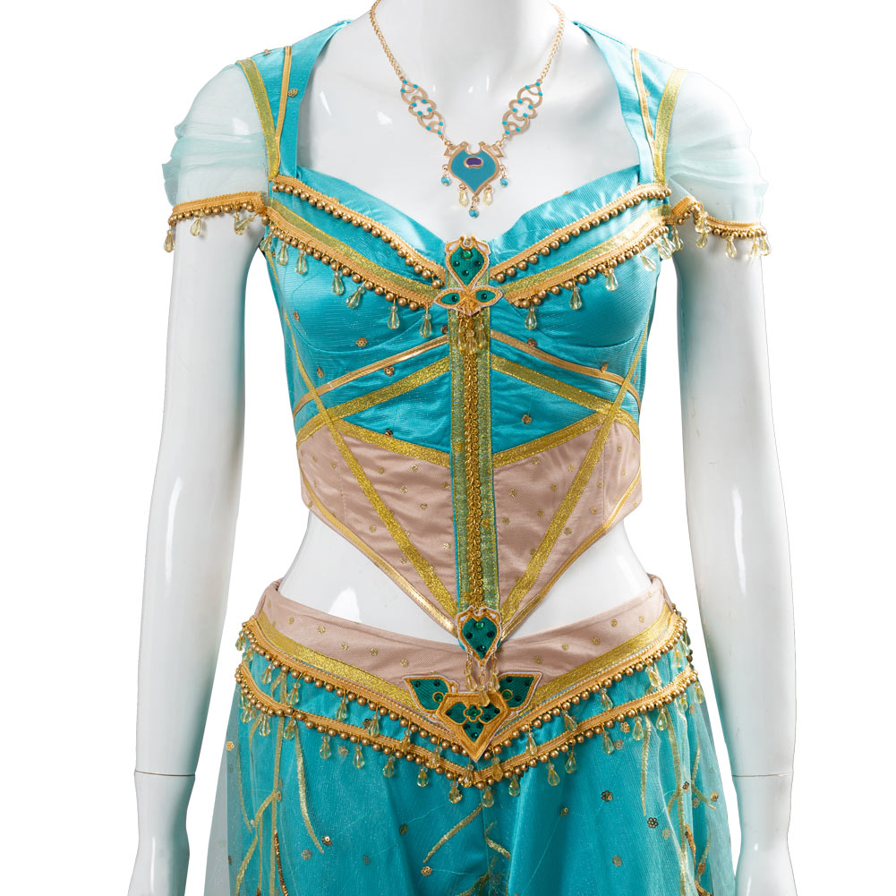 Aladdin The Princess Jasmine Costume Naomi Scott Gown Blue Dress Cospl –  Coshduk