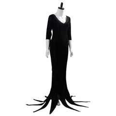 Morticia Black Velvet Dress Cosplay Costume Outfit Halloween Suit