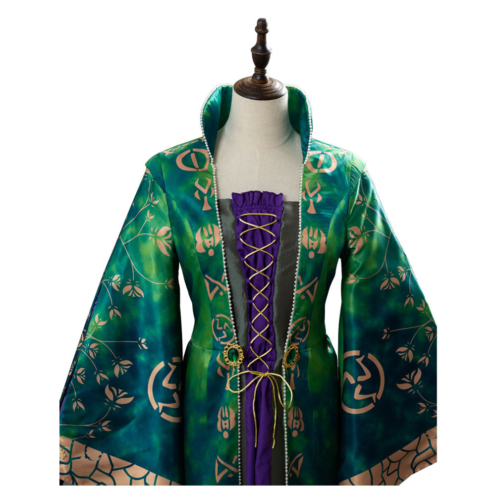 Hocus Pocus Winifred Sanderson Green Dress Outfits Cosplay Costume Hal –  Coshduk