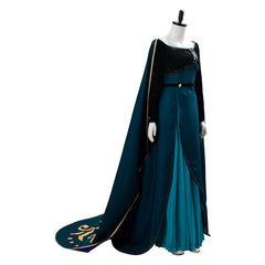 Movie Frozen 2 Queen Anna Coronation Gown Dress Dark Green Cosplay Costume Halloween Carnival Suit