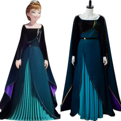 Movie Frozen 2 Queen Anna Coronation Gown Dress Dark Green Cosplay Costume Halloween Carnival Suit