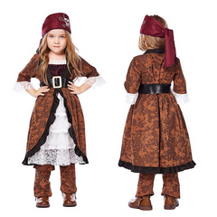 Kids Children Caribbean Pirates Cosplay Costume Outfits Halloween Carnival Suit