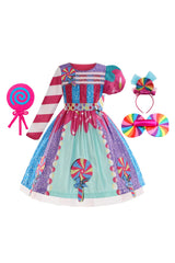 Kids Girls Candy Outfits Children Colourful Princess Drss ​Skirt ​Cosplay Costume Halloween Carnival Suit