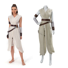 Movie The Rise of Skywalker Rey Cosplay Costume Outfit Dress Halloween Carnival Suit