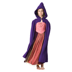 Kids Children Hocus Pocus 2 Sarah Sanderson Cosplay Costume Cloak Halloween Carnival Suit