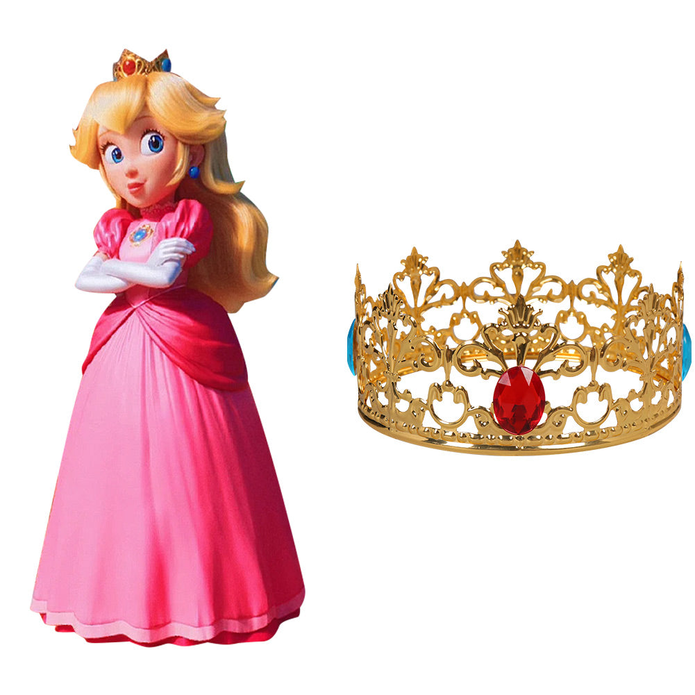 The Super Mario Bros. Movie Peach Cosplay Crown Costume Accessories Halloween Carnival Party Props