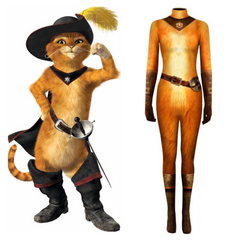 Adult Kids Movie Puss in Boots Cosplay Costume Jumpsuit Cloak Outfits Halloween Carnival Suit