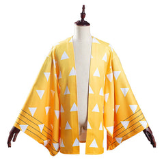 Zenitsu Yellow Kimono Coat Cosplay Costume Halloween Suit