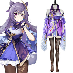 Game Genshin Impact Dress Outfit Keqing Halloween Carnival Suit Cosplay Costume