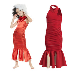 Kids Girls  Cruella Cosplay Costume Dress Outfits Halloween Carnival Suit