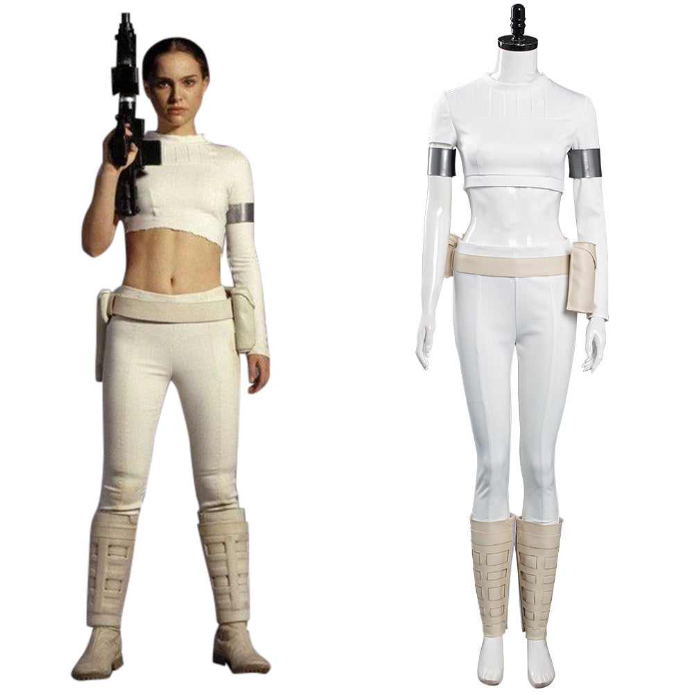 Movie Padme Amidala White Outfit Cosplay Costume Halloween Carnival Suit