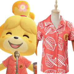 Game Animal Crossing Top Isabelle Cosplay Costume Women Short Sleeve Shirt Halloween Carnival Suit