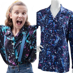 TV Stranger Things 3 Eleven Blue T-shirt Cosplay CostumOutfits Halloween Carnival Suit