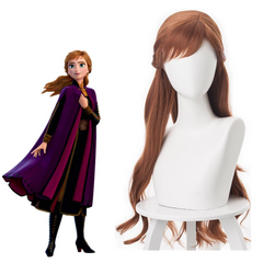Movie Frozen 2 Princess Anna Brown Cosplay Wigs Halloween Carnival Props