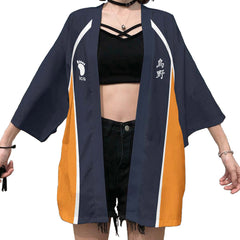 Karasuno High School Cosplay Cloak Kimono Cardigan Robe Cospaly Costume Print Casual Coat