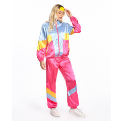 70s 80s Retro Sportwear Disco Hippie Jacket Pants Headband Outfit Cosplay Costume Halloween Carnival Suit