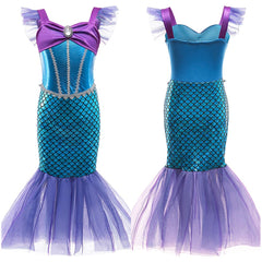 Kids Girls Movie The Little Mermaid Cosplay Costume Dress  Outfits Halloween Carnival Party Suit