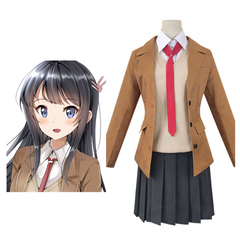 Anime Seishun Buta Yarou Series Skirt Outfit Sakurajima Mai School Uniform Cosplay Costume