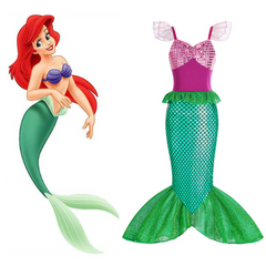 Kid Girls Movie The Little Mermaid Ariel Cosplay Costume Dress Outfits Halloween Carnival Suit