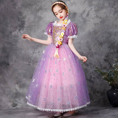 Little Girls Rapunzel Princess Dress Children Fantasy Cosplay Costume Halloween Party Clothes