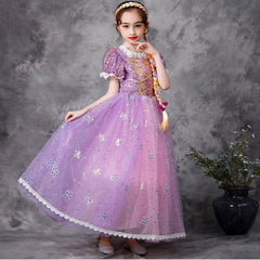 Little Girls Rapunzel Princess Dress Children Fantasy Cosplay Costume Halloween Party Clothes