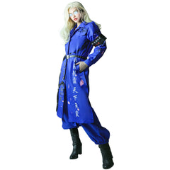 Japanese Bosozoku Kimono Cosplay Costume Blue Coat Pants Outfits Halloween Carnival Suit