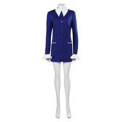 Movie Barbie 2023 Margot Robbie Barbie Outfits Blue Uniform Dress Cosplay Costume Halloween Carnival Suit