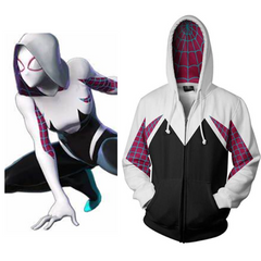 Movie Spider-Man: Into the Spider-Verse Gwen 3D Zip-Up Sweatshirt Adult Unisex Halloween Carnival Hoodie