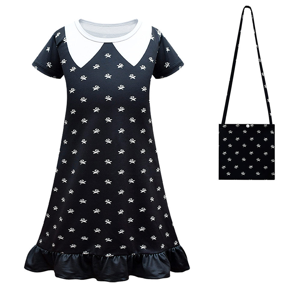 Kids Wednesday Addams Cosplay Costume Dress Outfits Halloween Carnival Suit