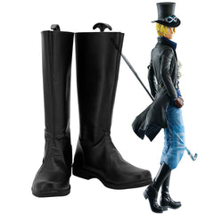 Anime One Piece Sabo Black Cosplay Shoes Boots Halloween Carnival Props