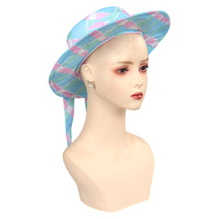 Movie Barbie 2023 Margot Robbie Barbie Cosplay Blue Beach Hat Cap Earings Halloween Carnival Accessories 