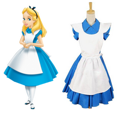 Movie Alice In Wonderland Movie Blue Alice Dress Costume Halloween Carnival Suit
