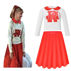 Kids Children Movie Grease: Rydell High Cheerleader Cosplay Costume Outfits Halloween Carnival Party Suit