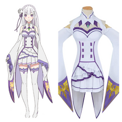 Anime Emilia White Dress Cosplay Costume Outfits Halloween Carnival Suit