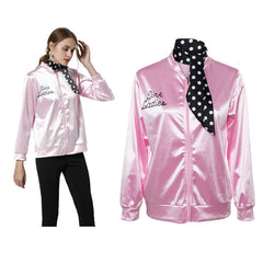Movie Grease Pink Ladies Silks and Satins Jacket Costume Women Halloween Carnival Suit