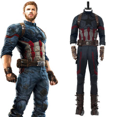 Movie Avengers 3 : Infinity War Captain America Steven Rogers Outfit Uniform Suit Cosplay Costume NEW