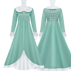 The Super Mario Bros Princess Peach Outfits Cosplay Costume Green Lolita Dress Halloween Carnival Suit