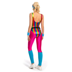 Women Sportwear 70s 80s Retro Hippie Disco Bodysuit Outfits Cosplay Costume Halloween Carnival Suit