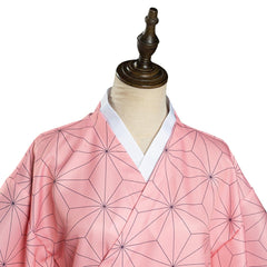 Nezuko Pink Kimono Coat Cosplay Costume Halloween Suit