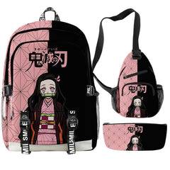 Anime  Schoolbag Travel Backpack Shoulder Bag Pencil Case Three-Pieces Set Gift for Kids Students