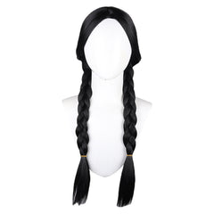 Addams Cosplay Wig Heat Resistant Synthetic Hair Carnival Halloween Party Props