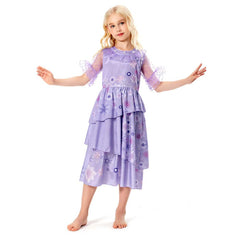 Kids Children Girls Encanto Isabela Purple Dress Cosplay Costume Outfits
