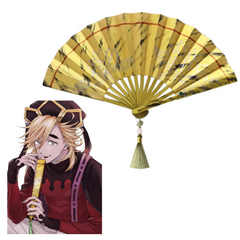 Anime Douma Yellow Folding Fan Cosplay Accessories Halloween Carnival Props