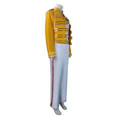 Queen Freddie Mercury Outfits Cosplay Costume Yellow Uniform Set Halloween Carnival Suit