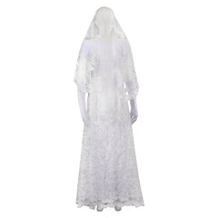Horror Movie Ghost House Ghost Bride White Wedding Dresses Outfits Cosplay Costume Halloween Carnival Suit