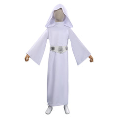 Kids Girls Movie Leia Princess White Robe Cosplay Costume Halloween Carnival Suit